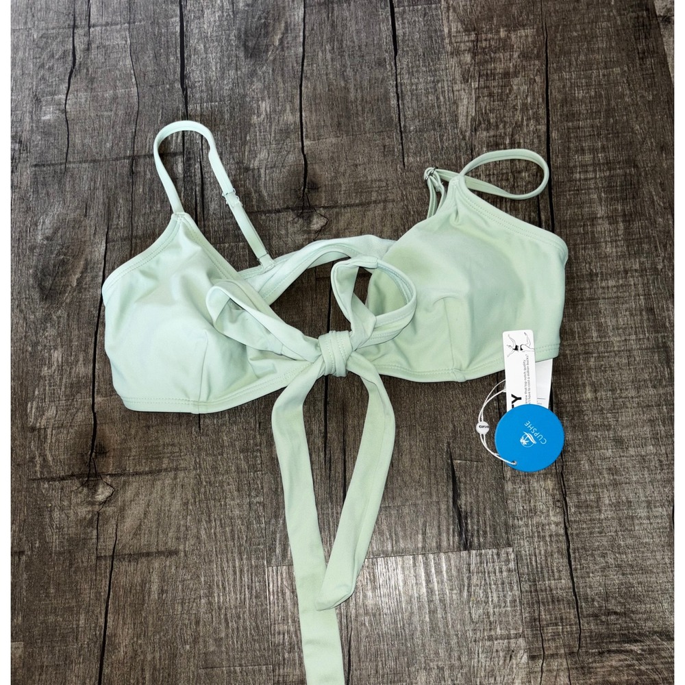 Cupshe Mint Green Front Tie Knot Bikini Top Adjustable Straps Size Medium NWT